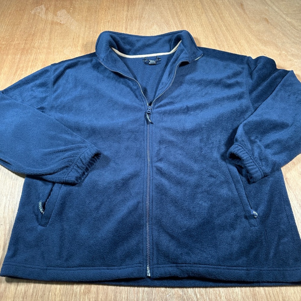 Ivy Crew Fleece Jacket Mens Large Blue Full Zip Mock Neck Soft Warm Outdoor